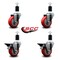 Service Caster 3.5'' Red Poly Wheel Swivel 1-1/2'' Expanding Stem Caster Set 2 Brakes, 4PK SCC-EX20S3514-PPUB-RED-2-PLB-2-112 - alternate 3